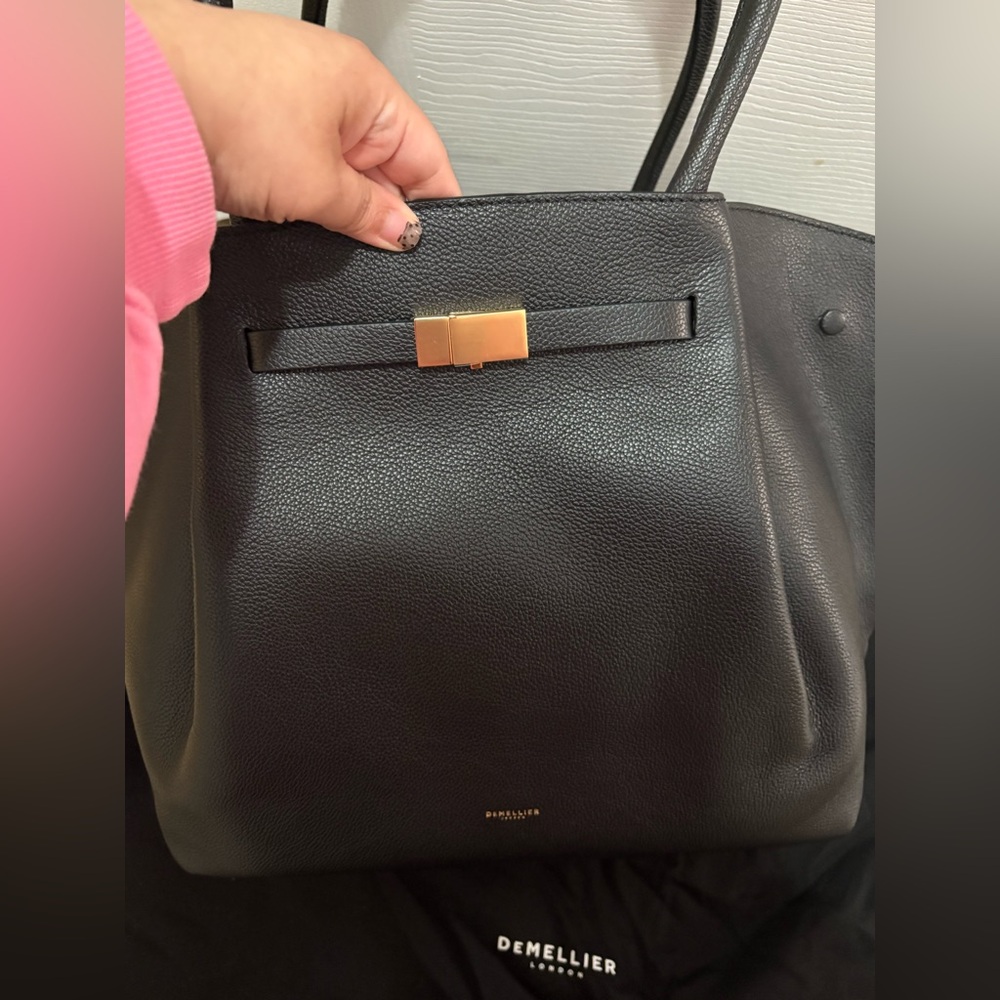 DeMellier Black Leather Tote Bag NWOT - Picture 5 of 7